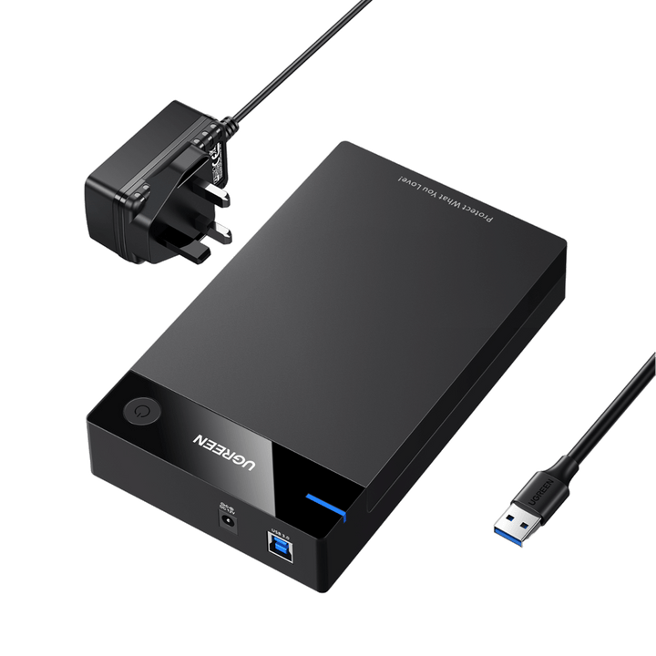 Hard Drive Enclosure, USB 3.0 to SATA HDD Caddy for 3.5 inch SSD HDD Disk with DC Power Adapter, Hard Drive Docking Station, Tool Free SSD HDD Enclosure for Windows, Linux, Mac OS, PS4, Xbox